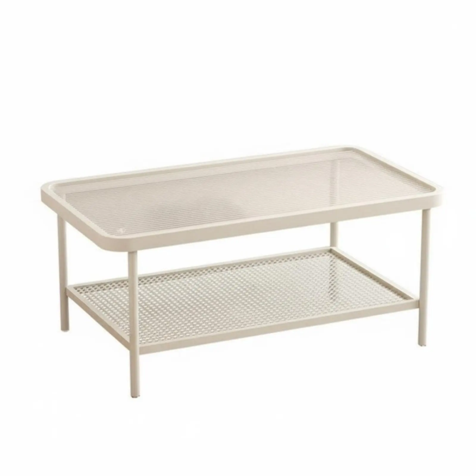 2-Tier Fluted Glass Table Modern Design Household Furniture Space Saving Rounded Corners for Interior Design Lovers, Balcony