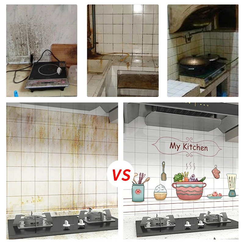 1 foglio 30*90cm 60*90cm adesivi autoadesivi a prova di olio da cucina adesivi per armadietti resistenti al calore, impermeabili e resistenti all'olio