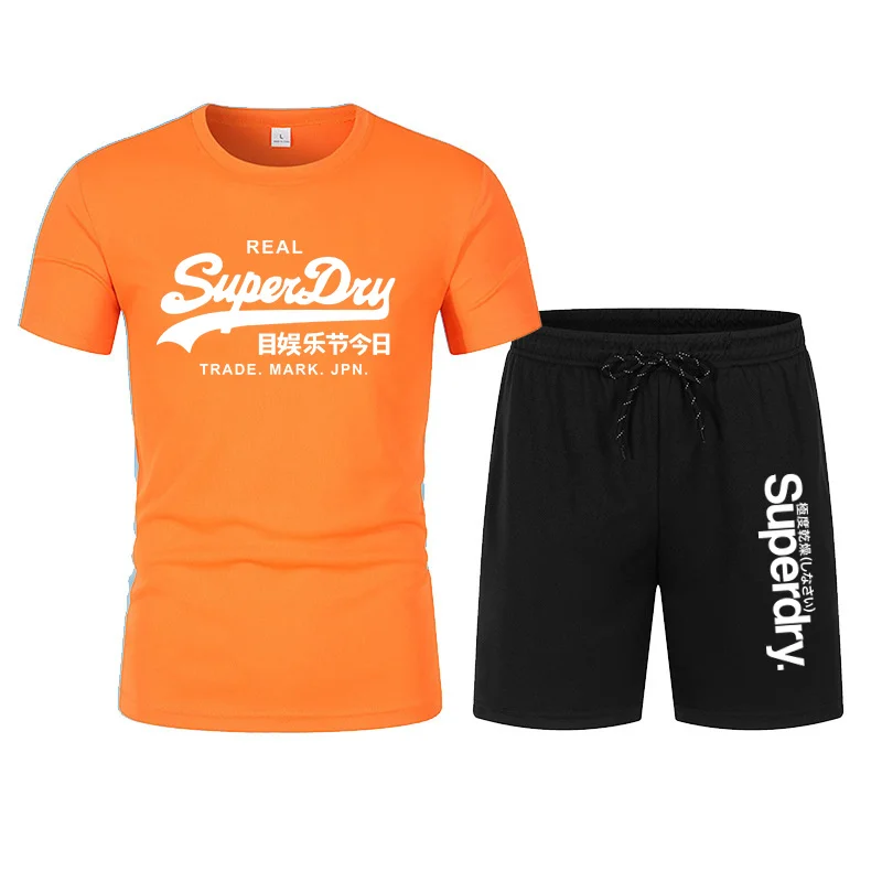 UK Superdry Ultimate Dry Summer Casual Męski szybkoschnący zestaw sportowy Męska siateczkowa oddychająca koszulka z krótkim rękawem Spodnie