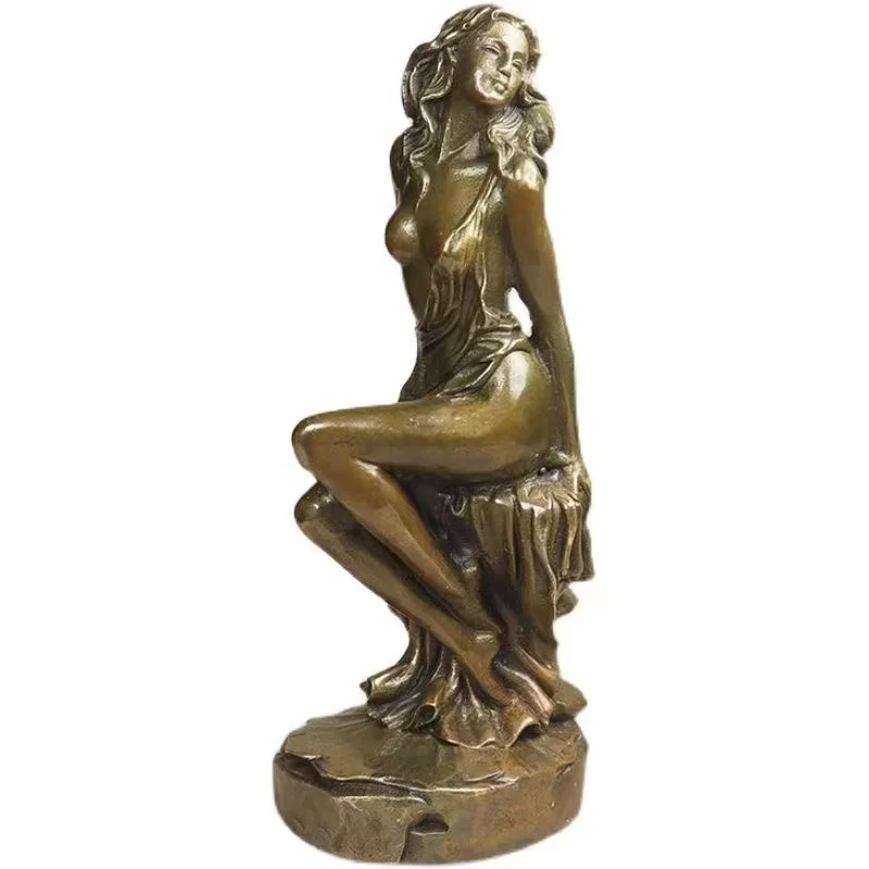 Rare  Old Qing Dynasty Collection copper Angel Goddess of liberty statue,Free shipping