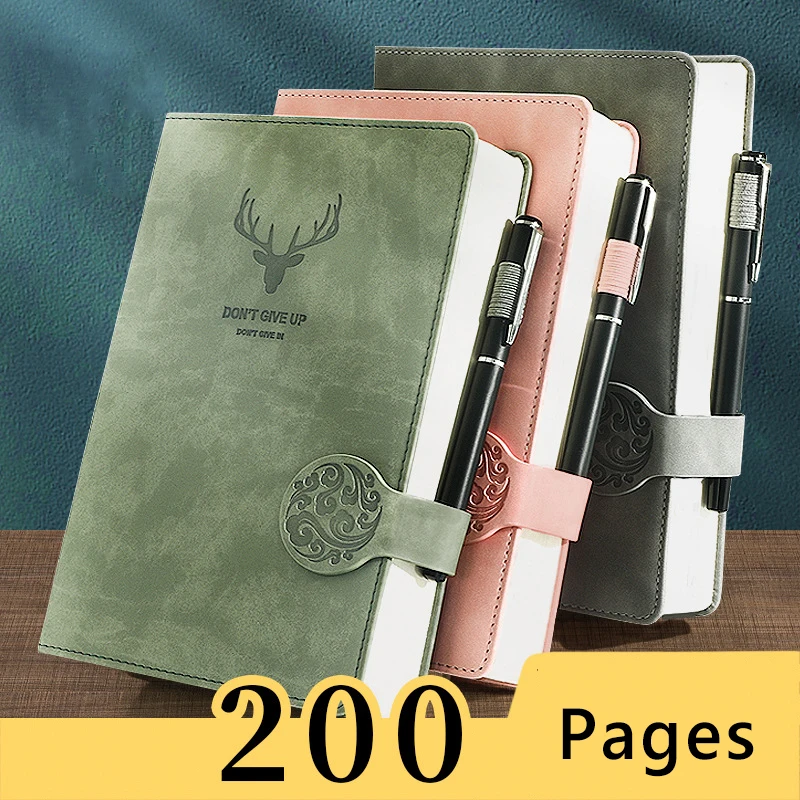 A5 Journal Notebook 200 Pagina 'S Retro Planner Office Work Business Notitieblok Zacht Lederen Dagboek Notitieblok Schoolbenodigdheden Briefpapier