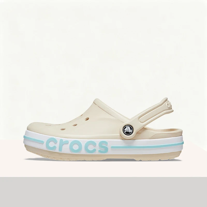 Crocs Bayaband Clog Off-White Blue Non-Slip Durable Lightweight Breathable Comfortable Cushioned Slip-On Unisex Clog 205089-1LI