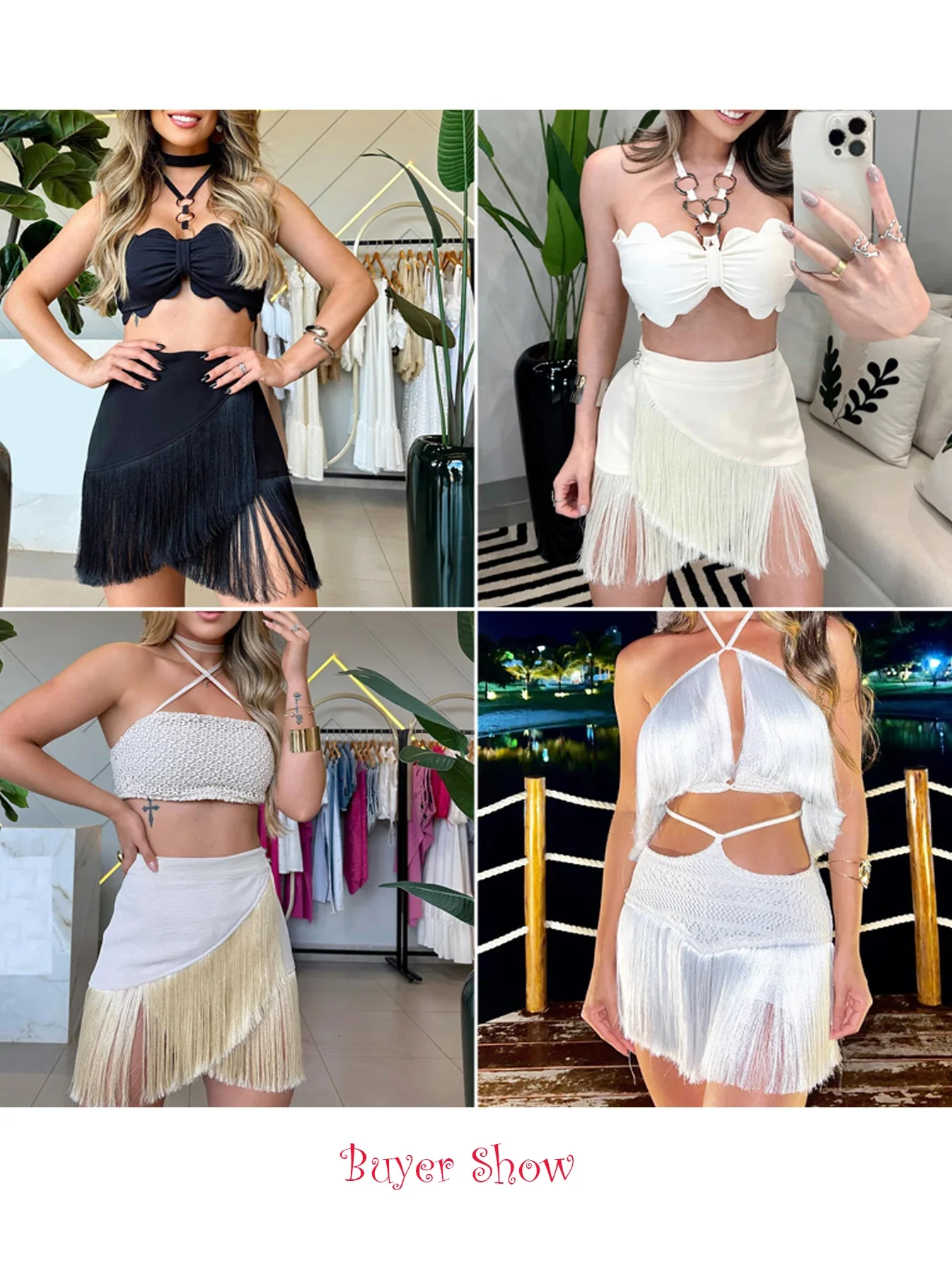 Zomer Sexy Kwastje Vrouwen Tweedelige Biki Set Halter Kanten Beha Kwastje Mi Rok Pak Strand Vakantie Casual Vrouwelijke Badpak