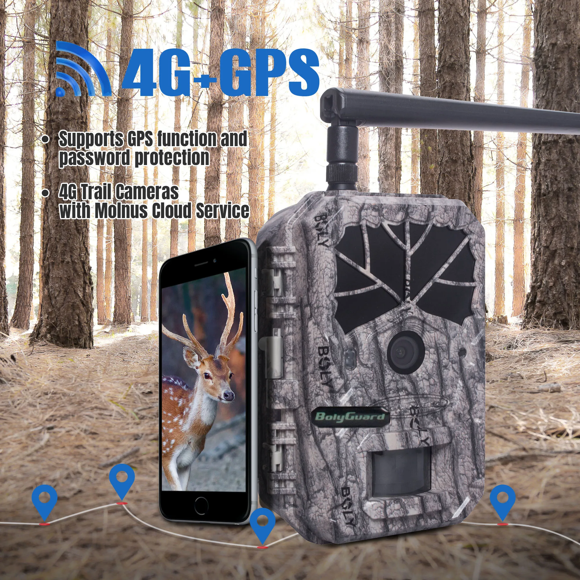 BG636-48M Upgrade 48M GPS Night Vision 4G Lte Wireless 940nm Black IR Hunting Wild Camera Sound Recording Trail Game Camera