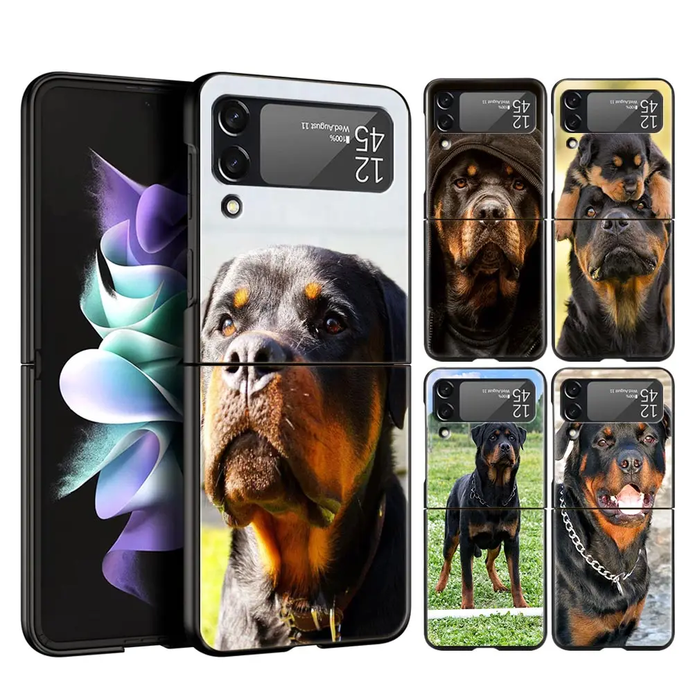 Rottweiler Dog Phone Case for Samsung Galaxy Z Flip 3 4 5 Folding Shell For Samsung Z Flip3 Flip4 Hard PC Fundas Bumper Cover