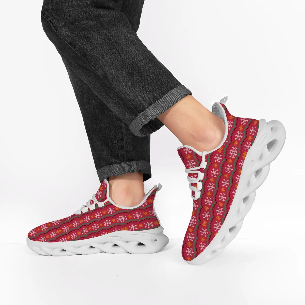 크리스마스 휴일 선물 만화 글자 크리스마스 트리 컬러 블록 눈송이 패턴 플리스 따뜻한 로우탑 레이스업 캐주얼 신발