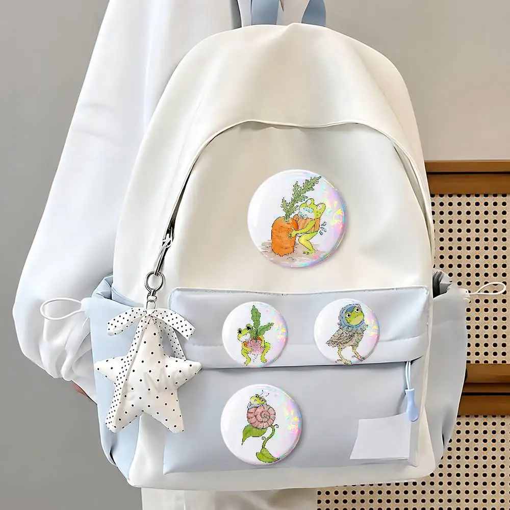 Cutes Fros-e-g Creative Round Button Pins Badge Set Cartoon Anime Movie Music Pattern Brooches For Bags Jackets