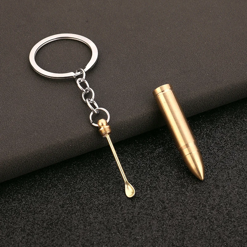 High-quality Portable Car Bullet Shaped Keychain Fashion Ear Pick Spoon Keychain Couple Keyring Unisex Trendy Cool Gifts