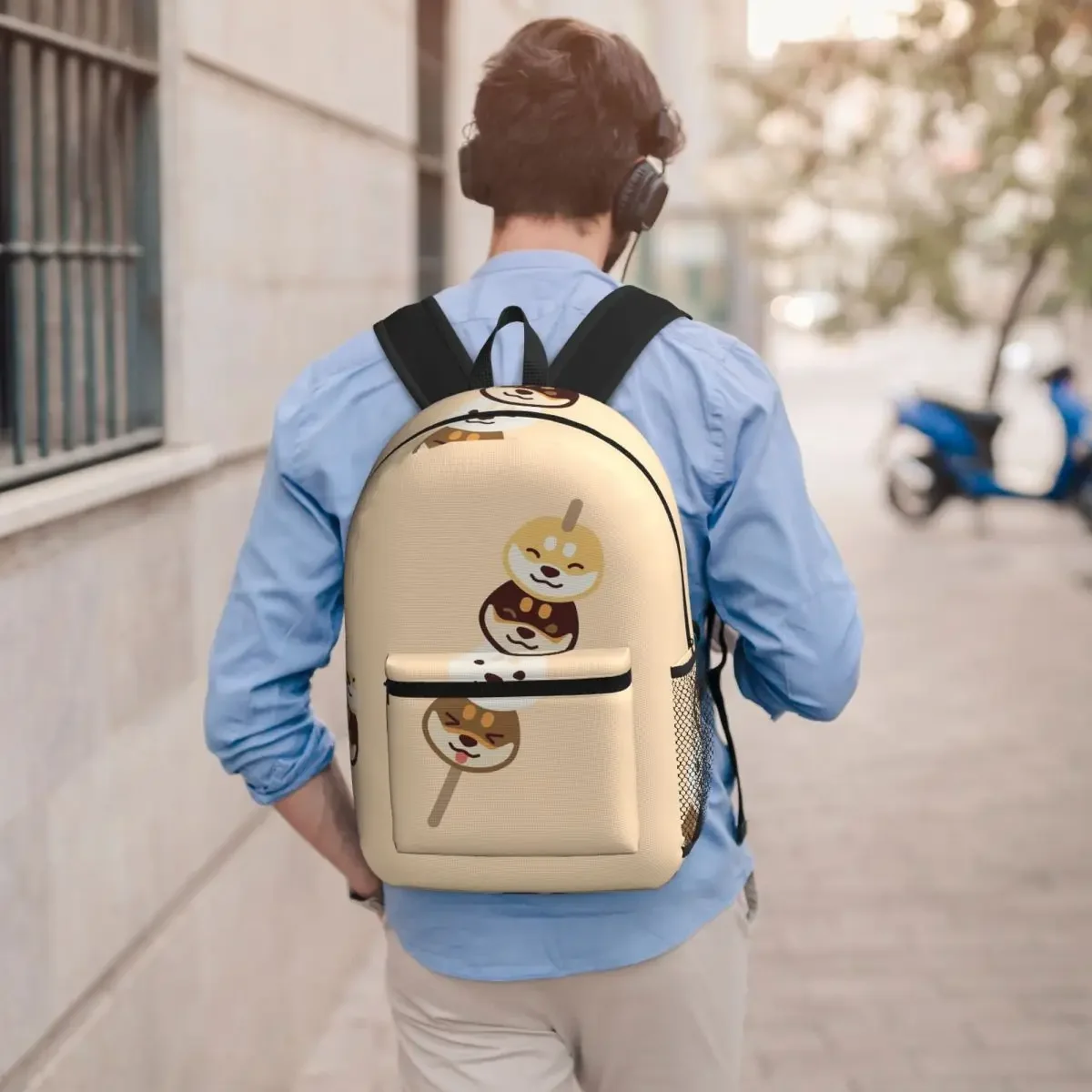 Three Shiba Inu Happy Skewer Print Backpack Student BookBag Children School Bag Computer Shoulder Bags for Men Women