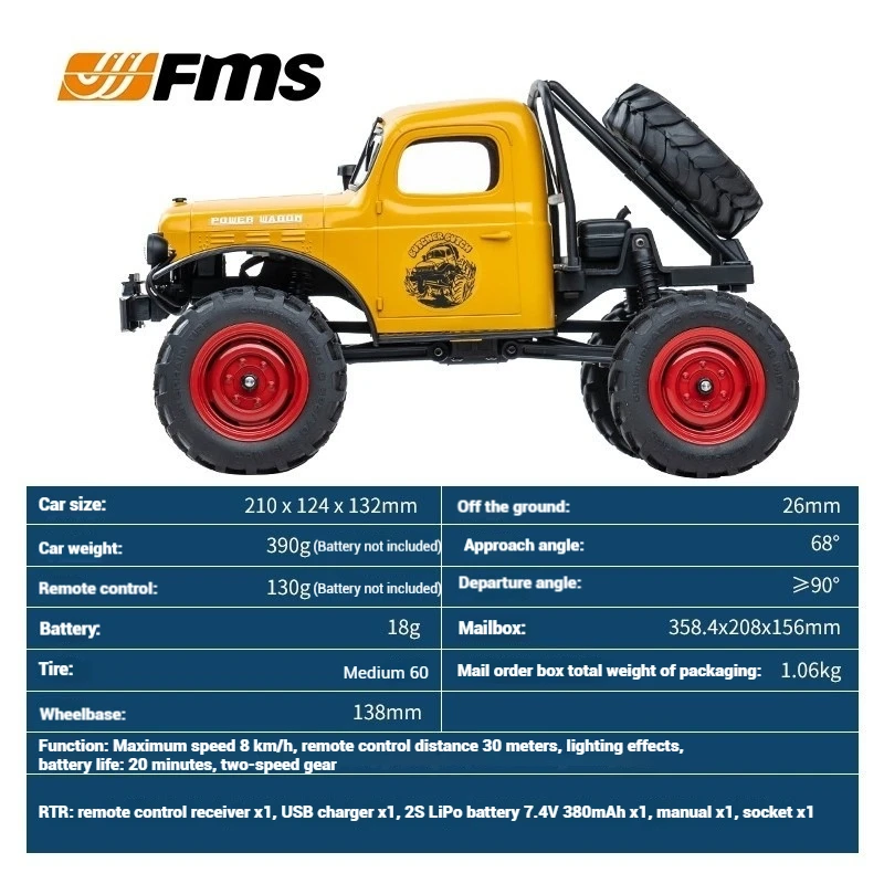 FMS Xiaoqi 1/24 Scale Little Climbing Car RC Remote Control Off-Road Four-Wheel Drive Electric Toy Truck Car Model Gift