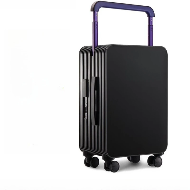 

Balance series suitcase mid-mounted wide trolley suitcase large capacity luggage plain black 20 inches