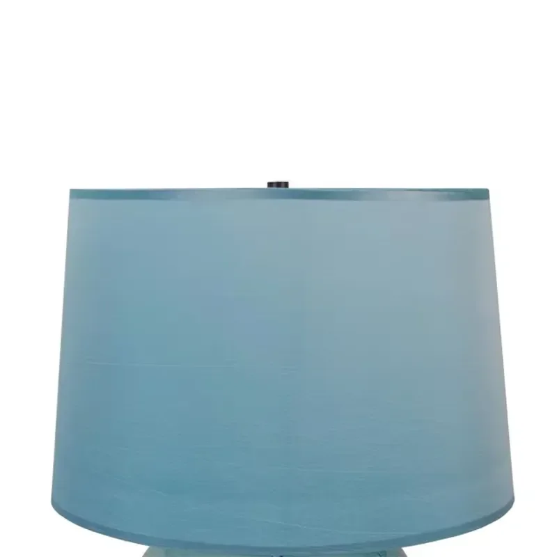 Hotel Modern Lamp Glass Globe Nordic Dining Table Lights Blue Fabric Shade Table Light Decoration