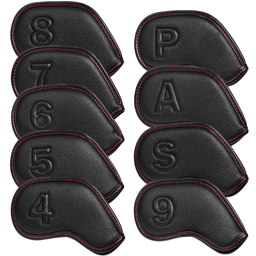 Premium Solid Gray Black PU Leather 4 5 6 7 8 9 P A S  9 pcs Set Golf Iron Covers for Iron Club image 6