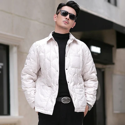 2023 new arrival winter jacket 90% White goose down lapel jackets men,mens fashion thicken warm parkas trench coat size M-4XL