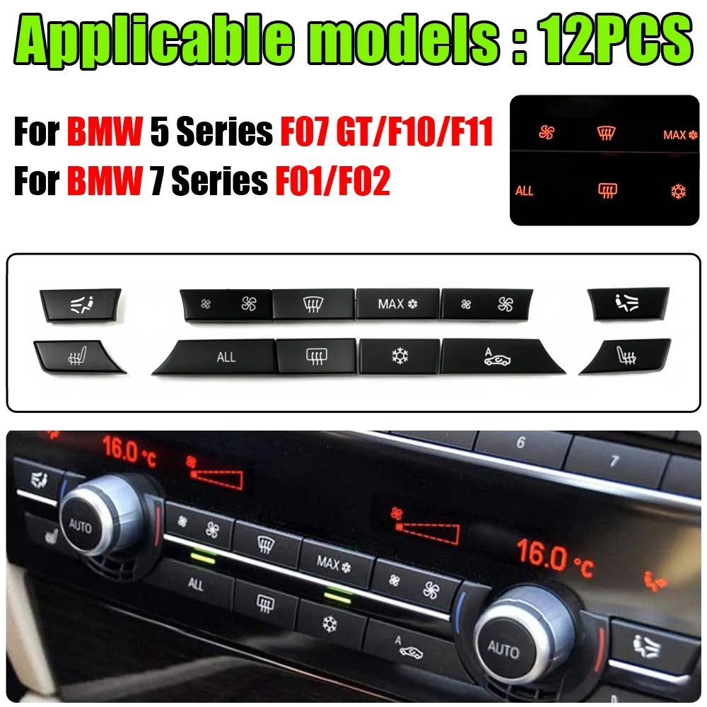 A/C Heater Climate Air Conditioning Control Panel Fan Speed Button Cover for BMW 5/7 Series F07 GT/F10/F11 F01/F02 Car-styling