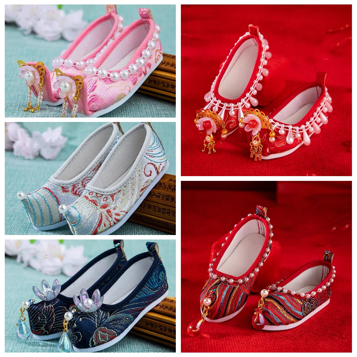 

1/3 Scale BJD Embroidered Shoes Chinese Ancient Costume Hanfu Cloth Shoes for SD SD13 Girl Doll Accessories C0590
