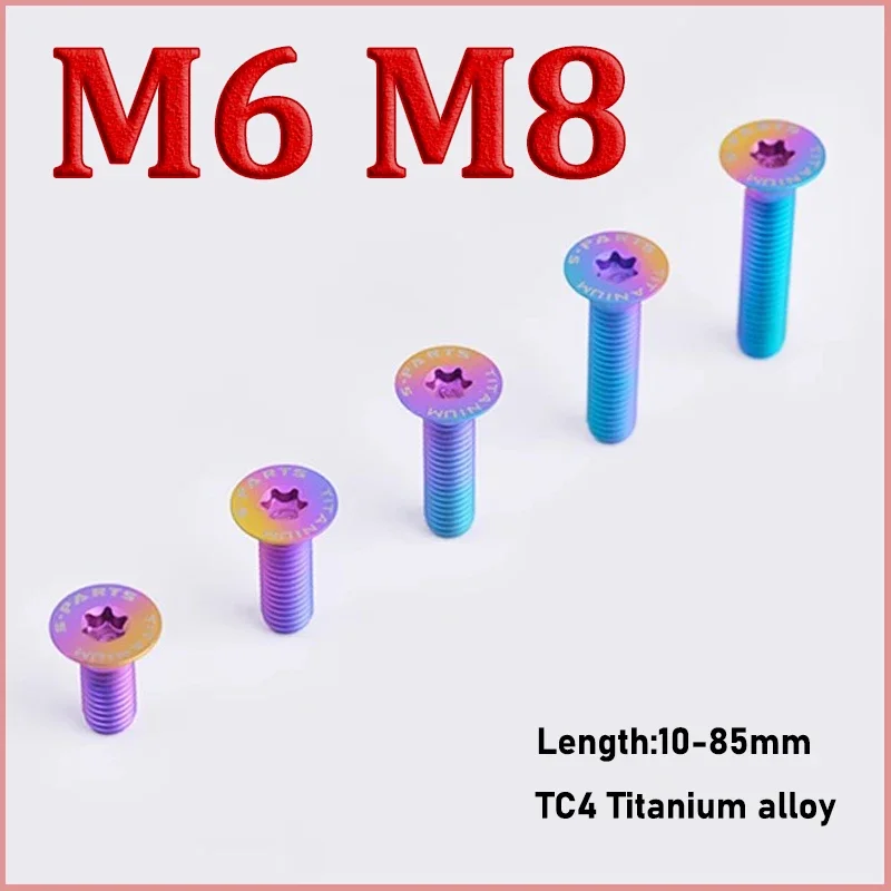 

1pc Titanium Bolt M6 M8 x 10 12 14 16 18 20 25 30~85mm Inner Plum Blossom Flat Countersunk Head Screws for Bicycle Accessories