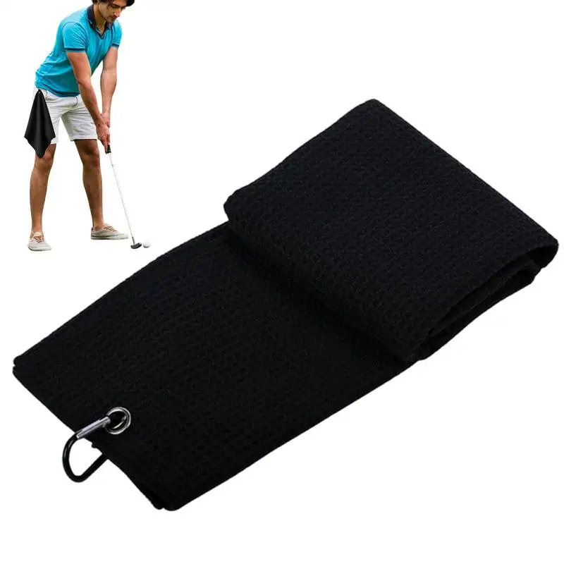 Golf Towel With Clip 23.6 X 15.7 Inches Waffle Pattern Club Groove Cleaner Golfers Camping Fabric With Carabiner Clip Quickly