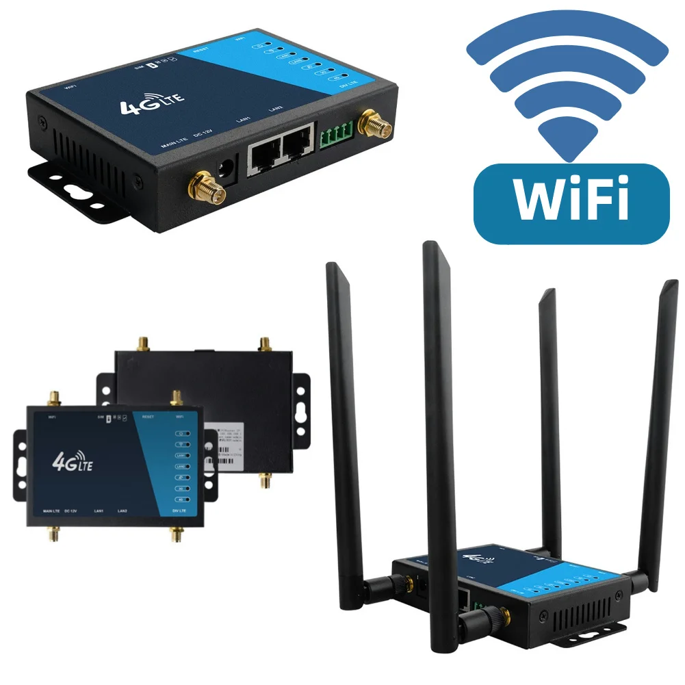 EU/US Plug 4G WiFi Router Industrial Grade 4G Broadband Wireless Router with SIM Card Slot Antenna Firewall Protection