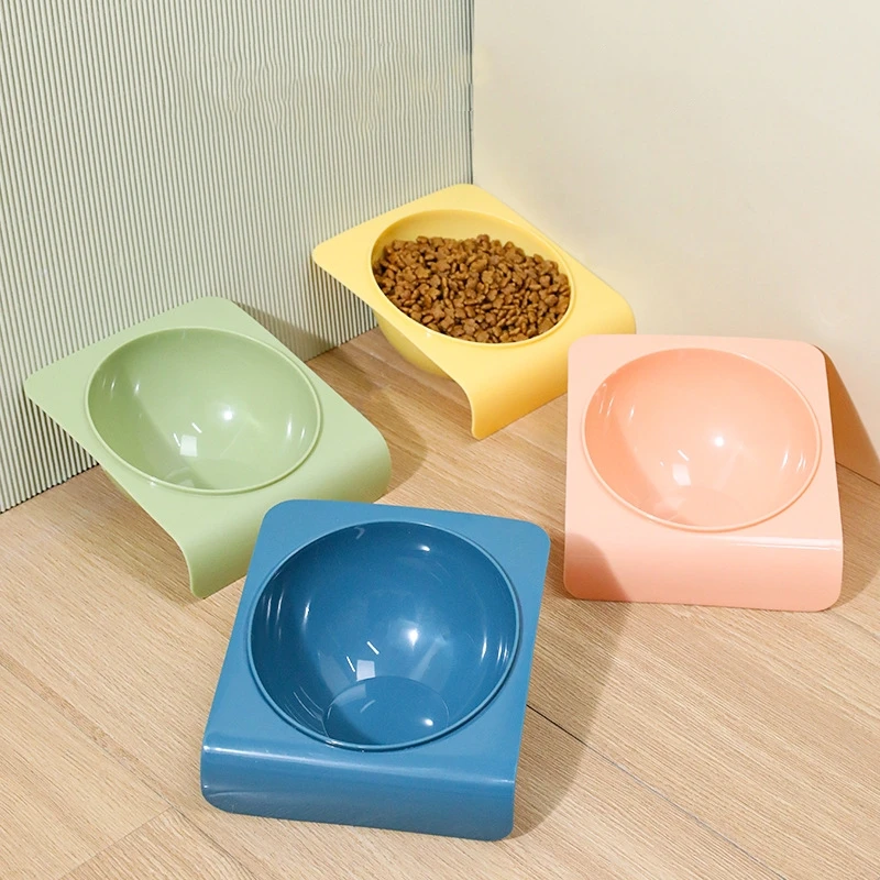 Cat Food Bowl High Pet Bowl Cervical Spine Protection 15 Degrees Against The WallDog Cat Food Container Threaded Pet Feeder