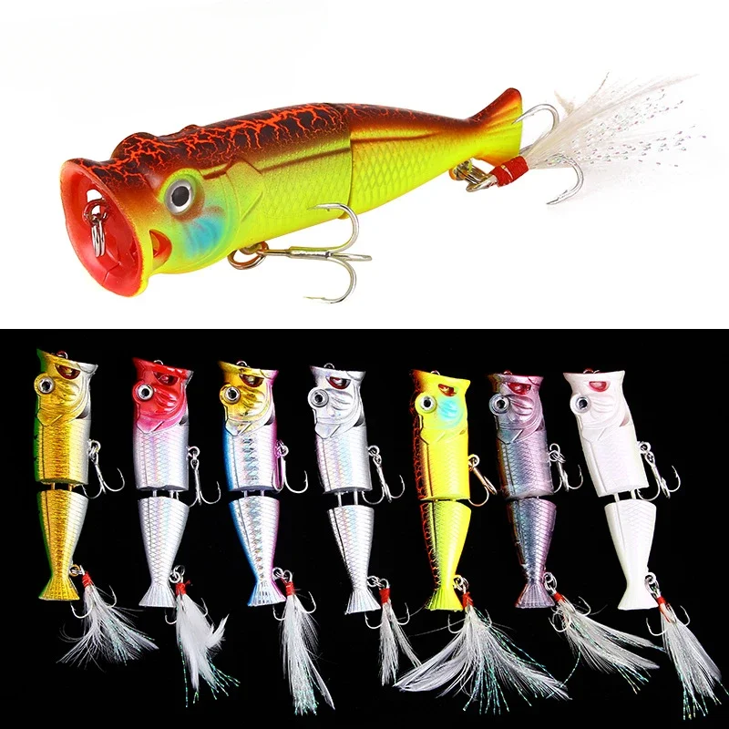 

Lua Bait Two-section Lure Surface Tethered Blood Groove Feather Sanben Hook Popper Wave Crawling Imitation Fake Bait Hard Bait