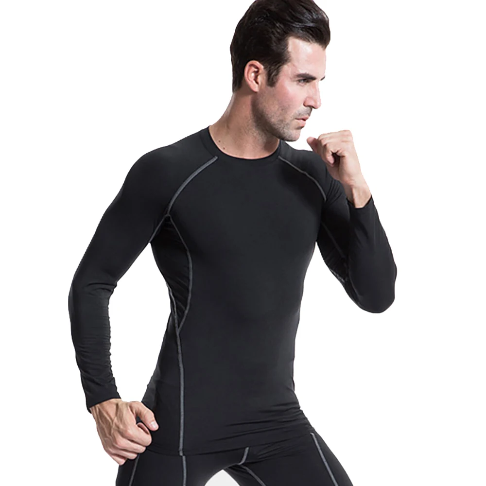 

Men Compression Shirt Dry Fit Tight Long Sleeve Running T-shirt Underwear Gym Fitness Exercise Training Sportswear Rash Guard