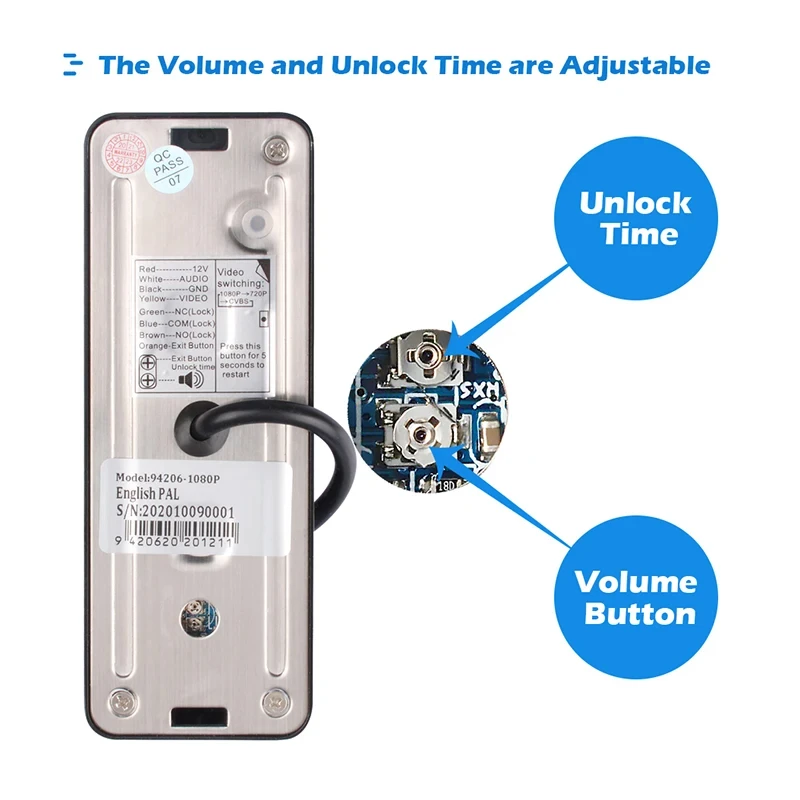 ANJIELO 4.3 بوصة جرس الباب المعدني نظام الاتصال الداخلي عبر الفيديو للمنزل بلمسة واحدة فتح سهل التركيب