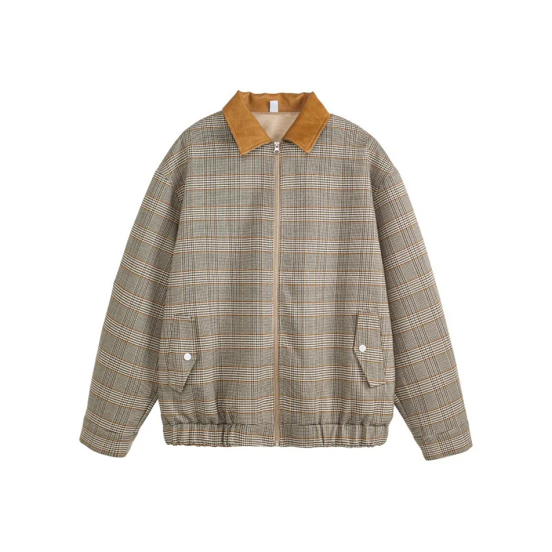 

DAVIDSHAO High Quality EU US Size Luxury Casual Wear Vintage Plaid Bomber Jacket Sports Outdoor Men Women Jacket