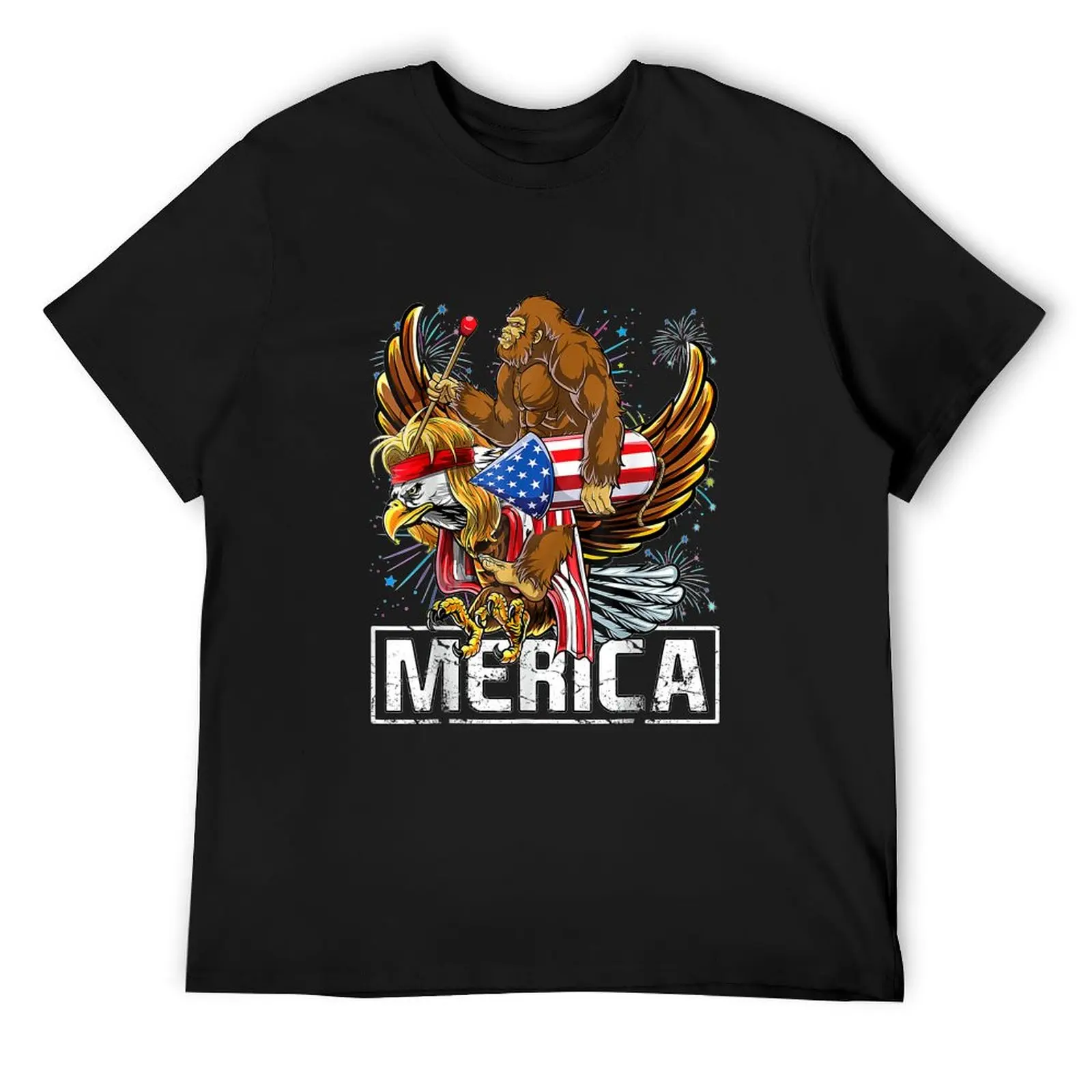 

Bigfoot riding Eagle American Flag Fireworks 4th Of July T-Shirt cheap stuff quick-drying tees tops t shirt men