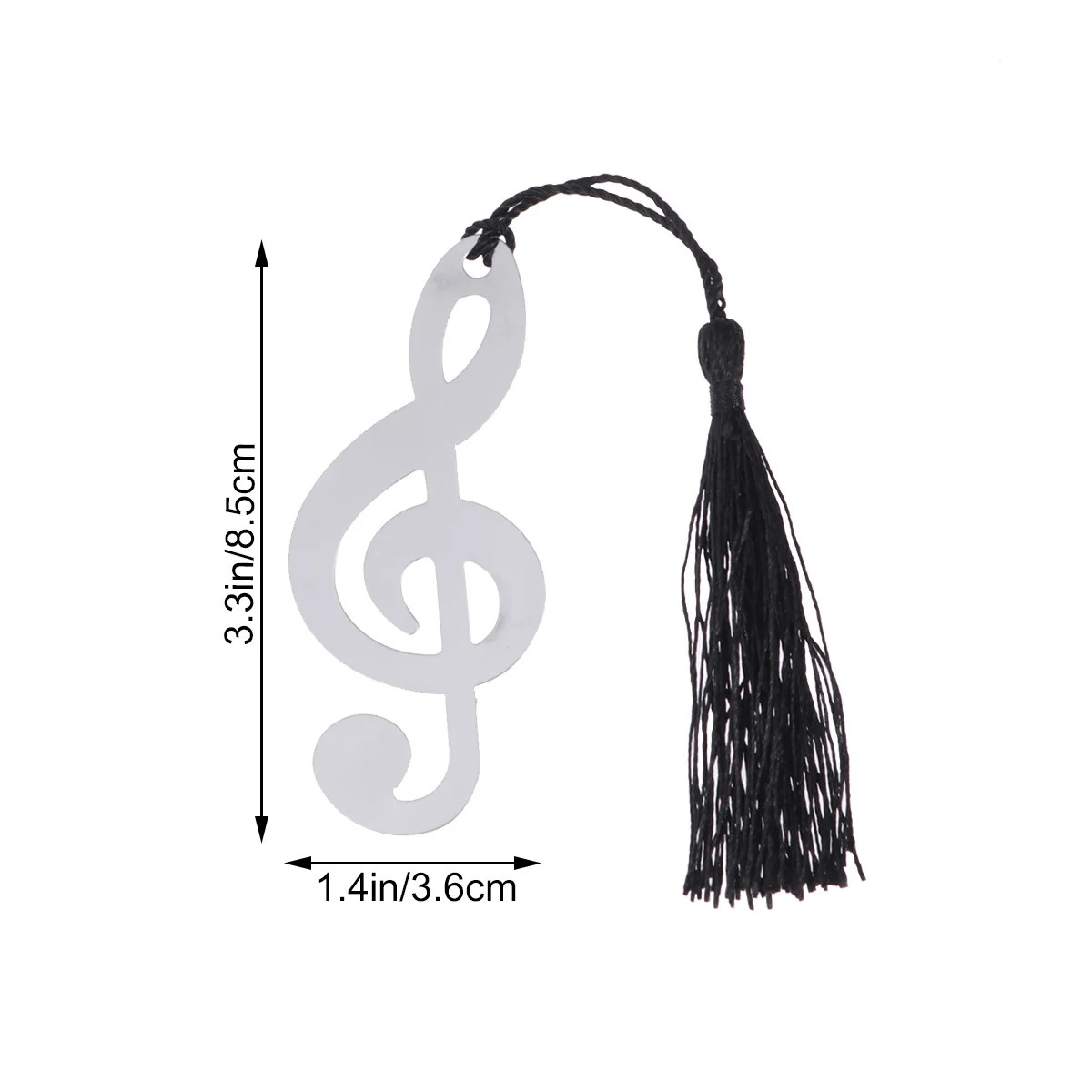 10pcs Stainless Steel Page Marker Musical Note Bookmark with Black Tassel Graduation Gifts (Silver) metal bookmarks