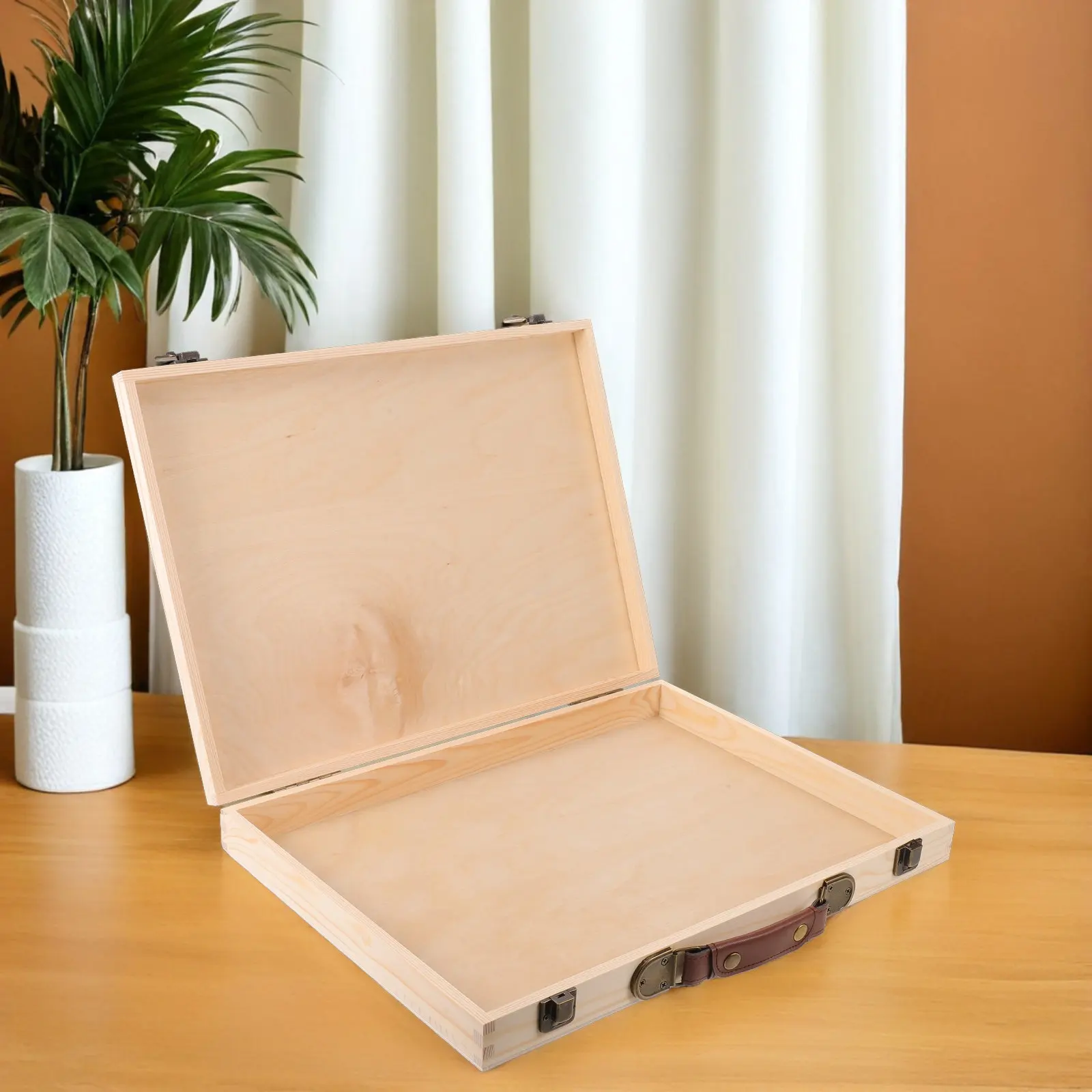 

Винтажная белая деревянная коробка для хранения фотографий 16x12x2 дюйма с откидной крышкой, прямоугольный ящик для памятных вещей, альбомов, скрапбукинга, для рабочего стола