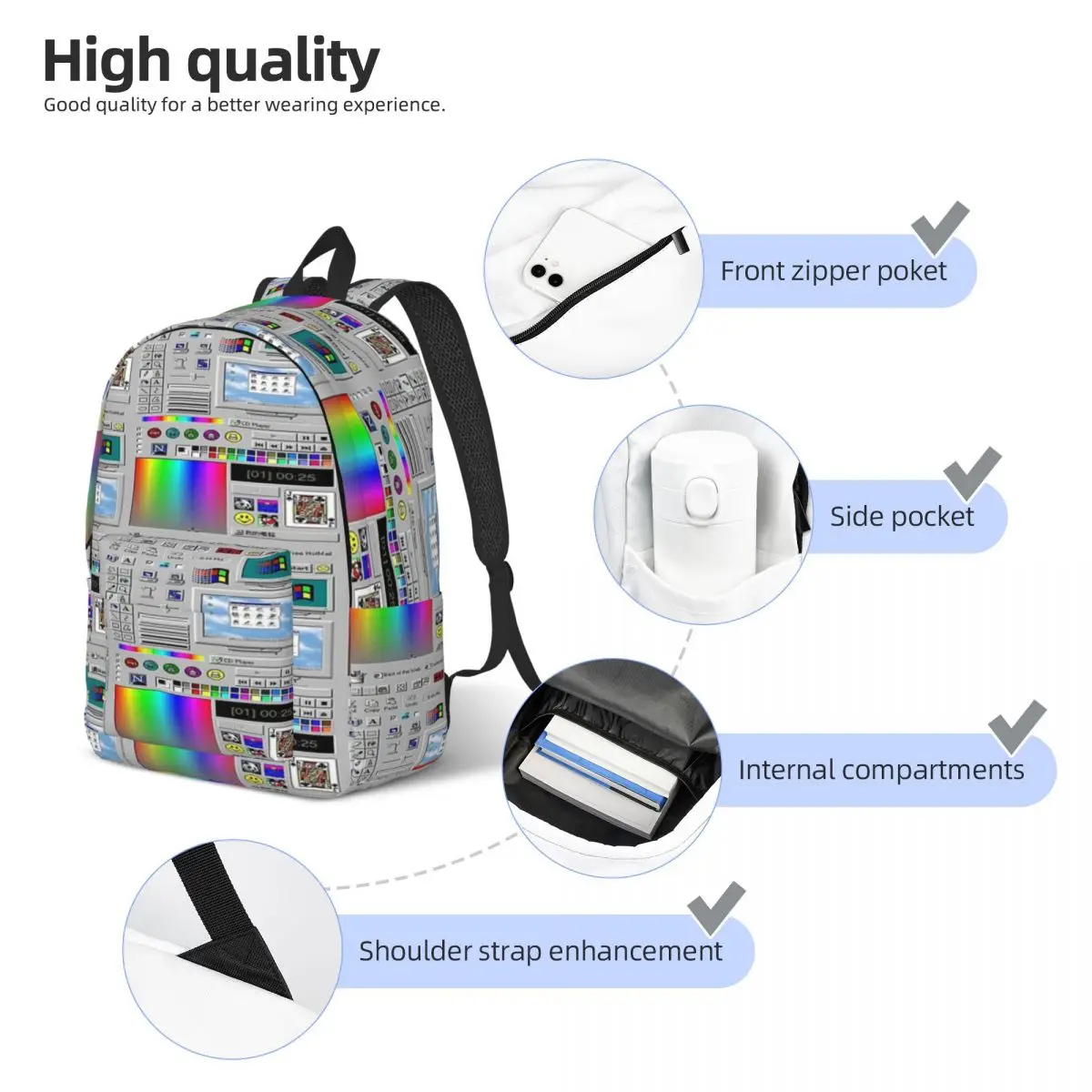 Microsoft Windows 98 Server Simple and stylish backpack Canvas backpack Backpack women