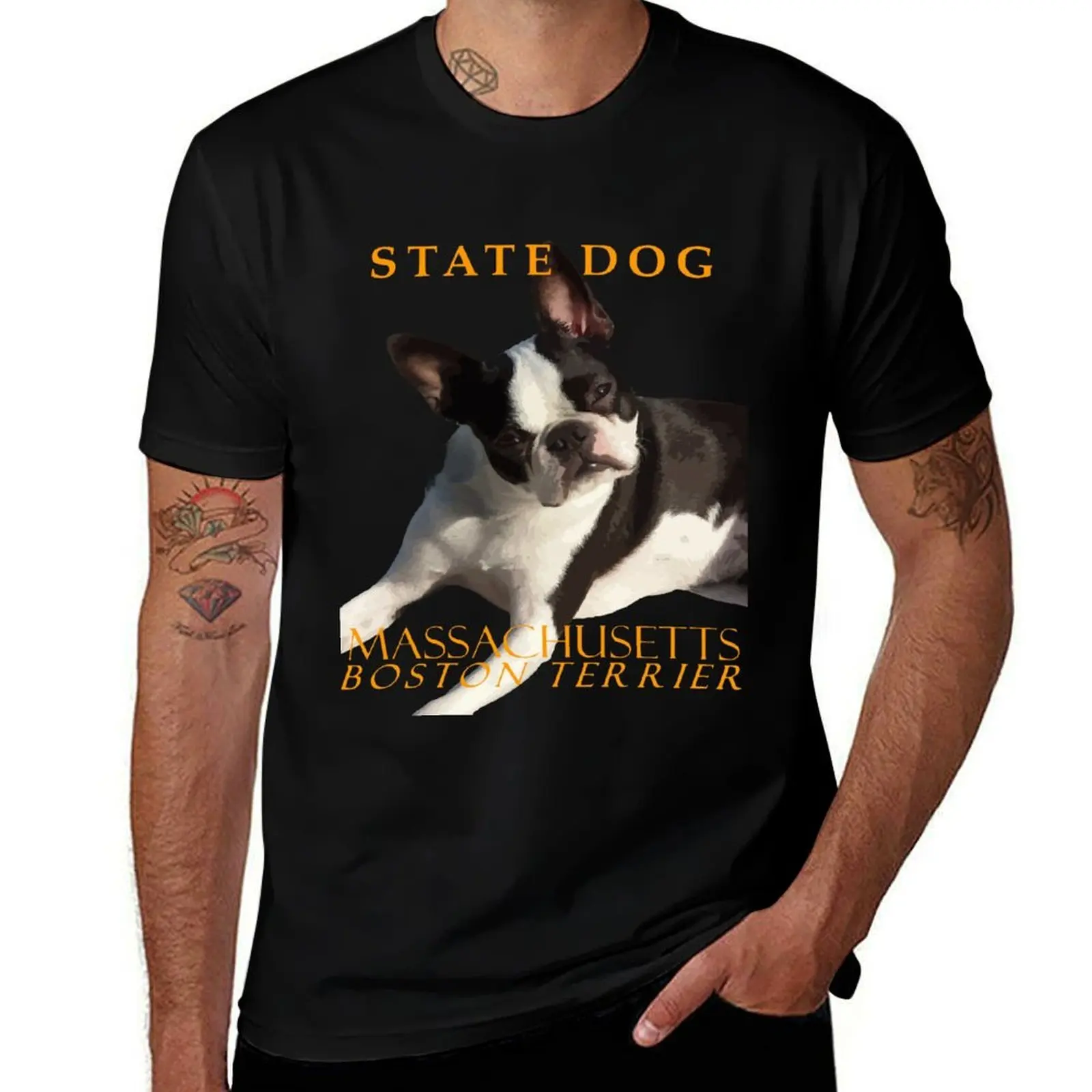 

Massachusetts Territory Dog The Boston Terrier Vector Style T-Shirt Man t-shirt plus size clothes summer top men clothing