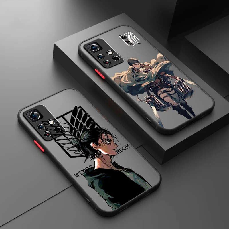 Anime A-Attack On T-Titan Frosted Translucent For Redmi Note 13 12 12S 12T 11 11T 11E 10 10S 9 Pro Plus 5G Back Phone Case