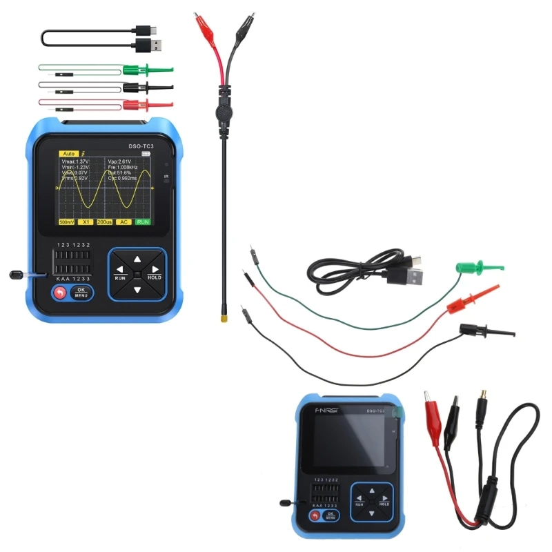 

3-in-1 Transistor Tester DDS- Generator & Digital Oscilloscope LED Backlit Display Screen Mini Handheld Digital F1CD