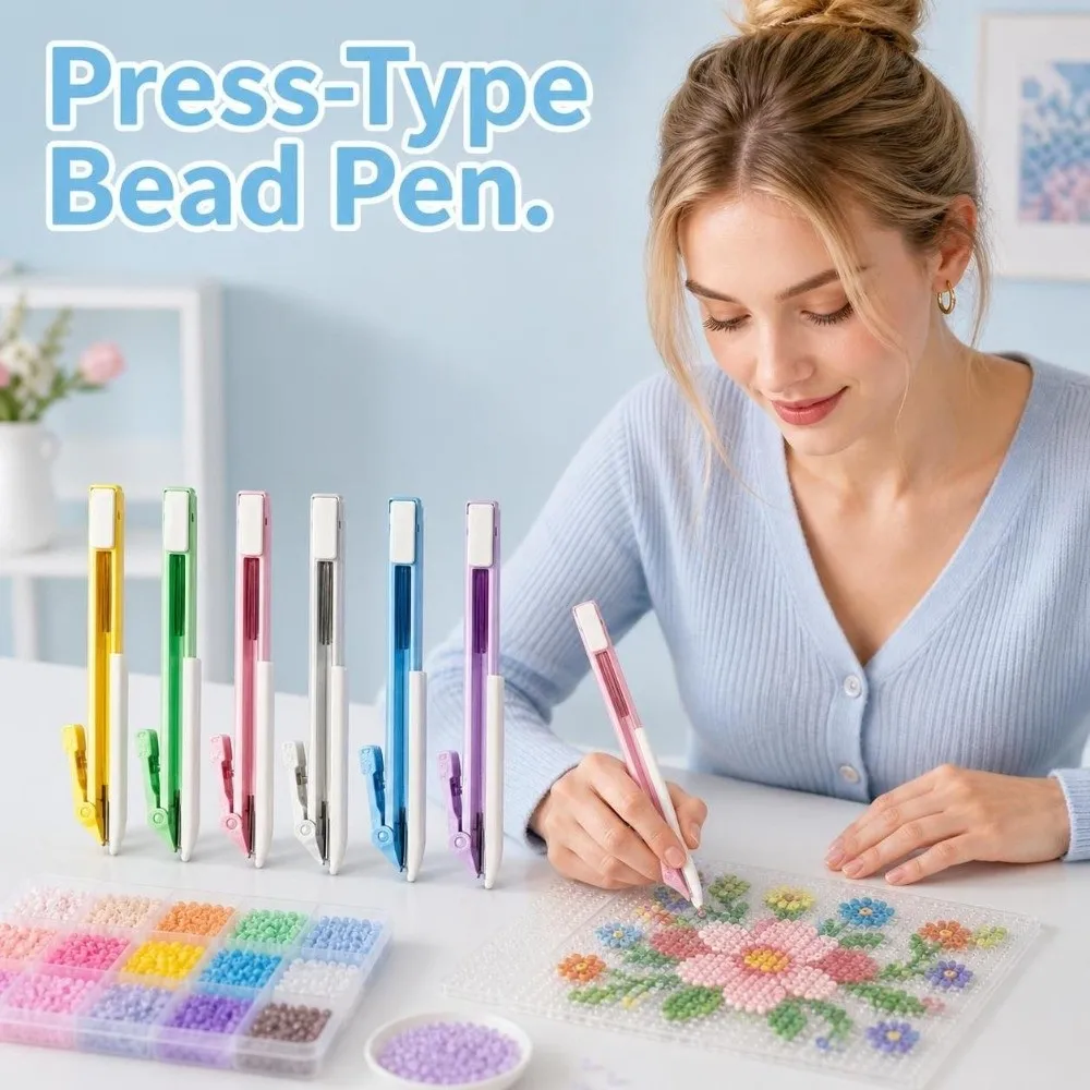 2in1 Press-Type Fuse Bead Pen Efficient Jam-Free Perler Bead Placement Pen Comfortable Grip Time-Saving Collage Bead Tool