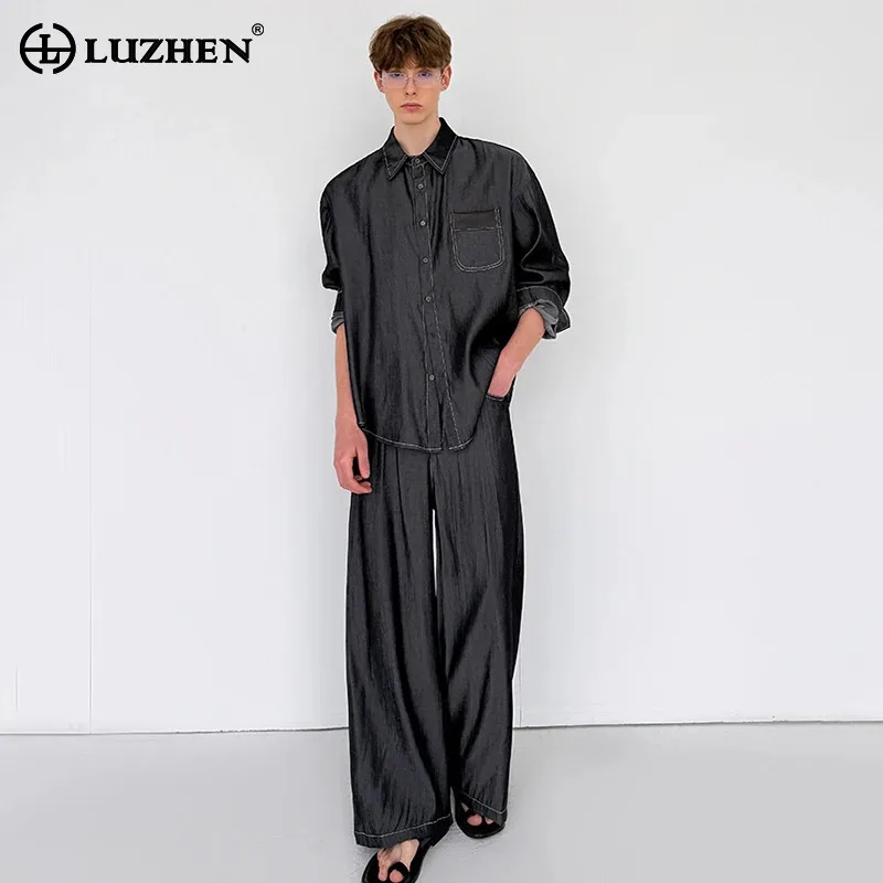 

LUZHEN Elegant Handsome Two-piece Sets Men's 2025 New Original Long Sleeve Shirt Loose Straight Casual Pants Suit Clothes JY3196