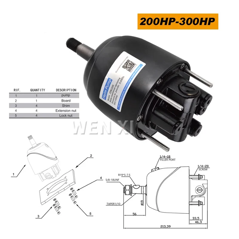 

300HP Hydraulic Outboard Steering Kit With Helm Pump Cylinder Wheel 10-24FT Hose HK6400A-3 HO5124 Marine Boat Accessories