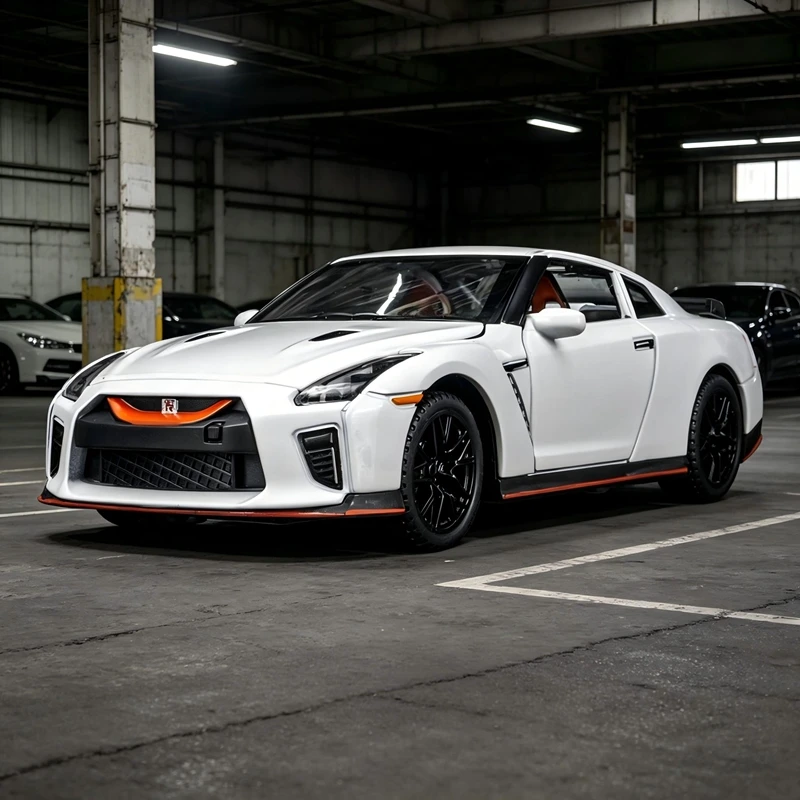 

1:32 simulation Nissan GTR35 alloy car model doors and the front hood and trunk door can be opened rich details fine workmanship