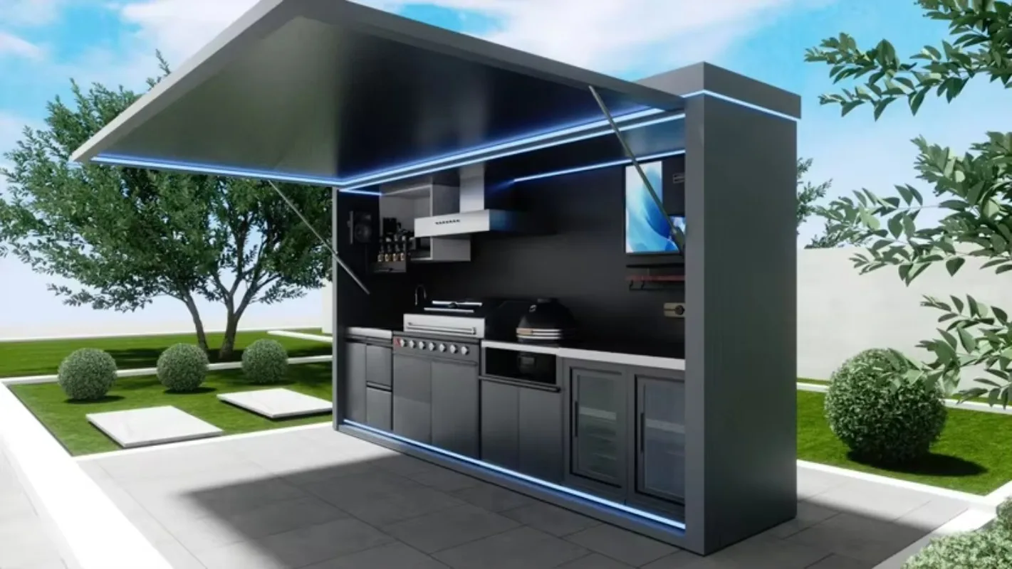 Customized Commercial Grade Outdoor Kitchen Cabinet for Hotel Resort & Patio Use Waterproof Modern Outdoor Kitchen