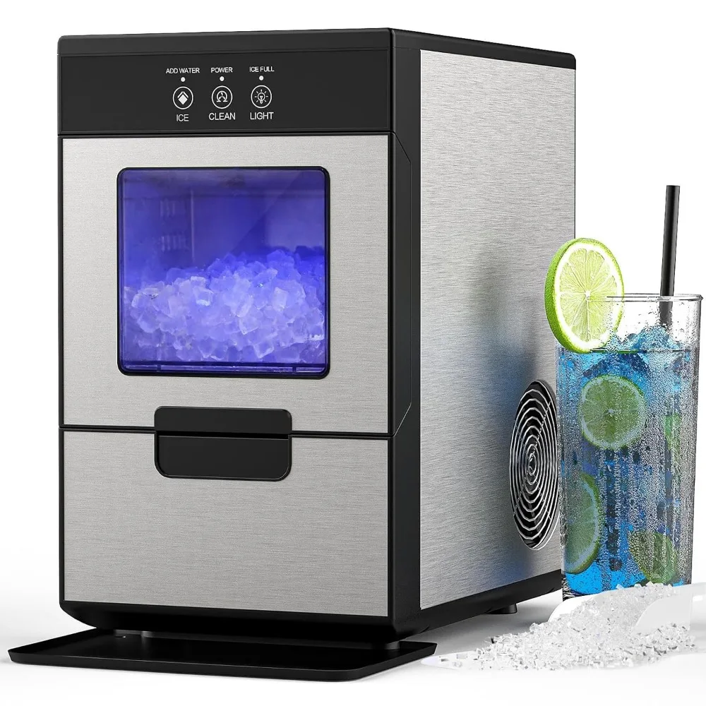 

Ice Maker with Scoop & Removable Basket, 44Lbs Pebble Crushed Ices and Sonic Ices, Countertop Ice Maker