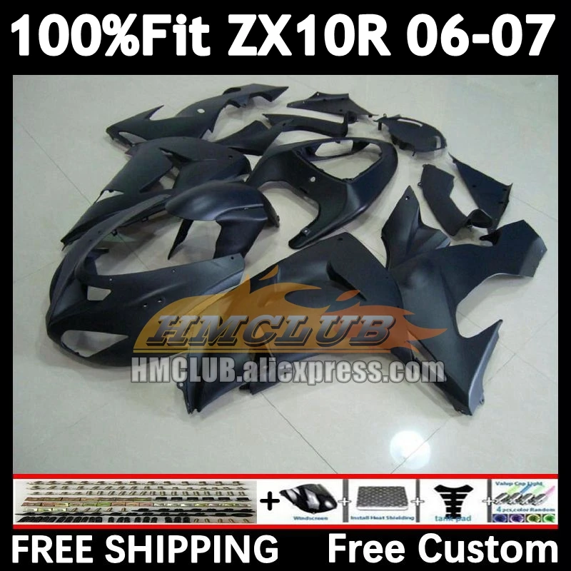 Injection Body For KAWASAKI NINJA ZX-10R ZX 1000 CC 10R 10 R 168No.16 ZX1000CC 1000CC matte black ZX10R 06 07 2006 2007 Fairing