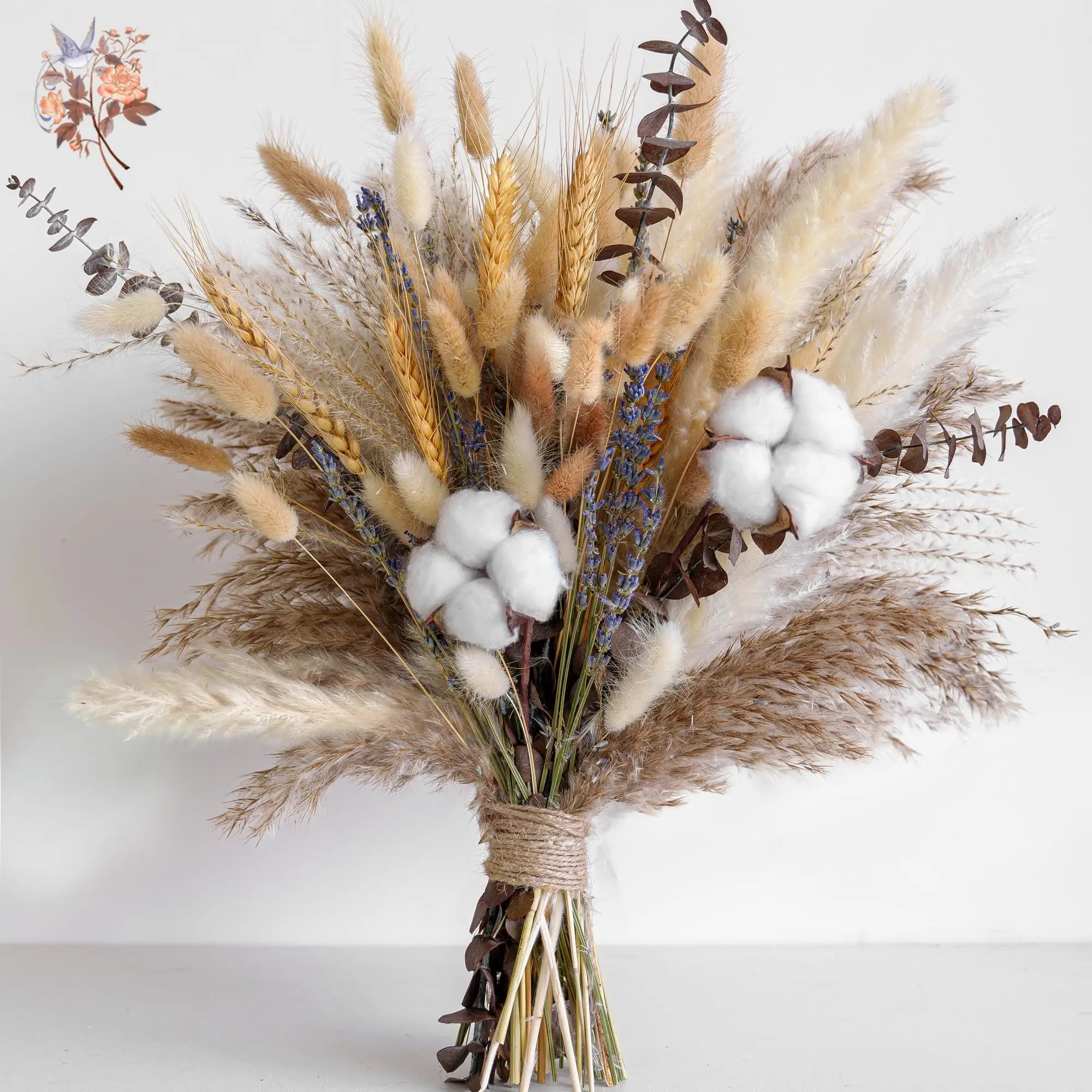 

80 Pieces Natural Pampas Decoration Dried Flowers Bouquets Lavender Cotton Decorative Plants for Boho Weddings Home Arrangements