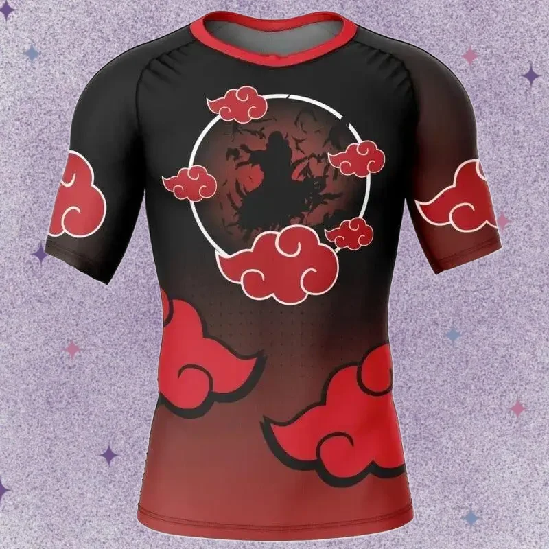 

Popular Cartoon Anime Surfing Clothing Men Rash Guard Short Sleeve Summer UV Protection Diving Swimwear UPF 50+ Beach Tights