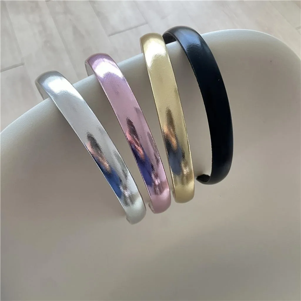 Thin Glossy Silver Color Hairband Pink Hairbands Hair Accessories for Girls and Women Korean Fashion Hiar Ropse Headwear