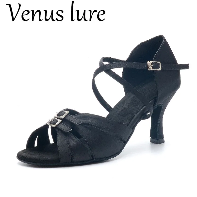 

Customized Venus Lure Ladies Dance Shoes Salsa Tango Mid Heel Adjustable Latin Sandals for Women