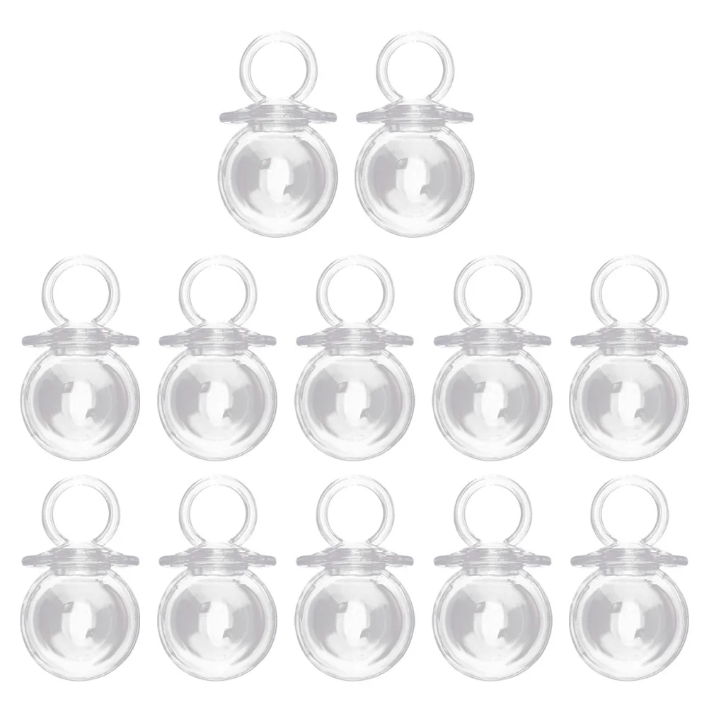 

12Pcs Transparent Candy Boxes Pacifier Shape Clear Plastic Candy Container Wedding Baby Shower Birthday Party Favor Holders