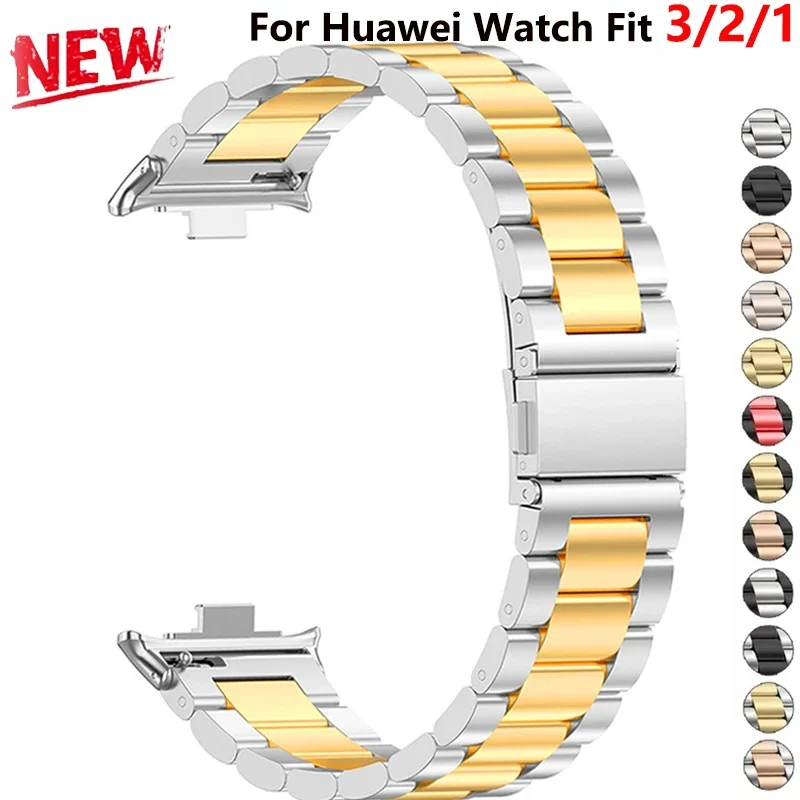 

Stainless Steel Strap ForHuawei Watch Fit 3 Metal Luxury Band Replacement Watchband For Huawei Watch Fit3 Sport Bracelet Correa