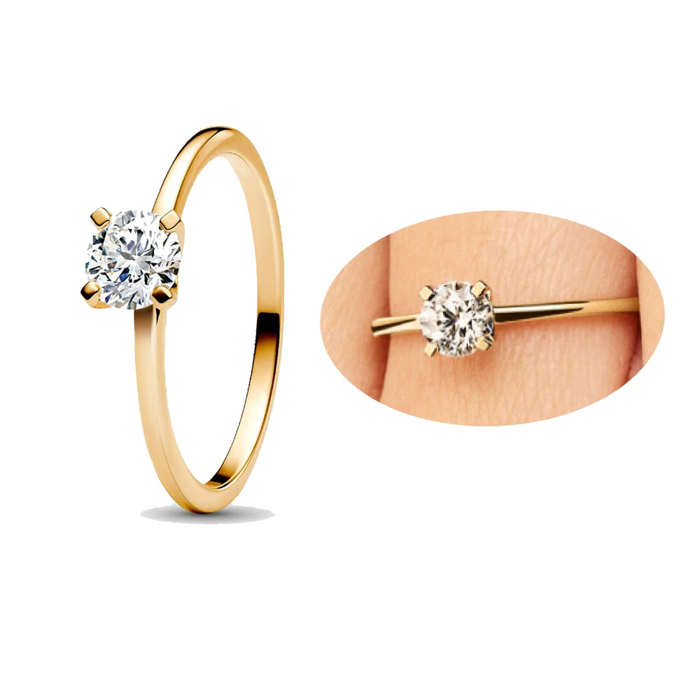 

New Hot Selling 925 Sterling Silver Sparkling Zircon Ring Fit For Original Charm And Exquisite Engagement Jewelry Gifts