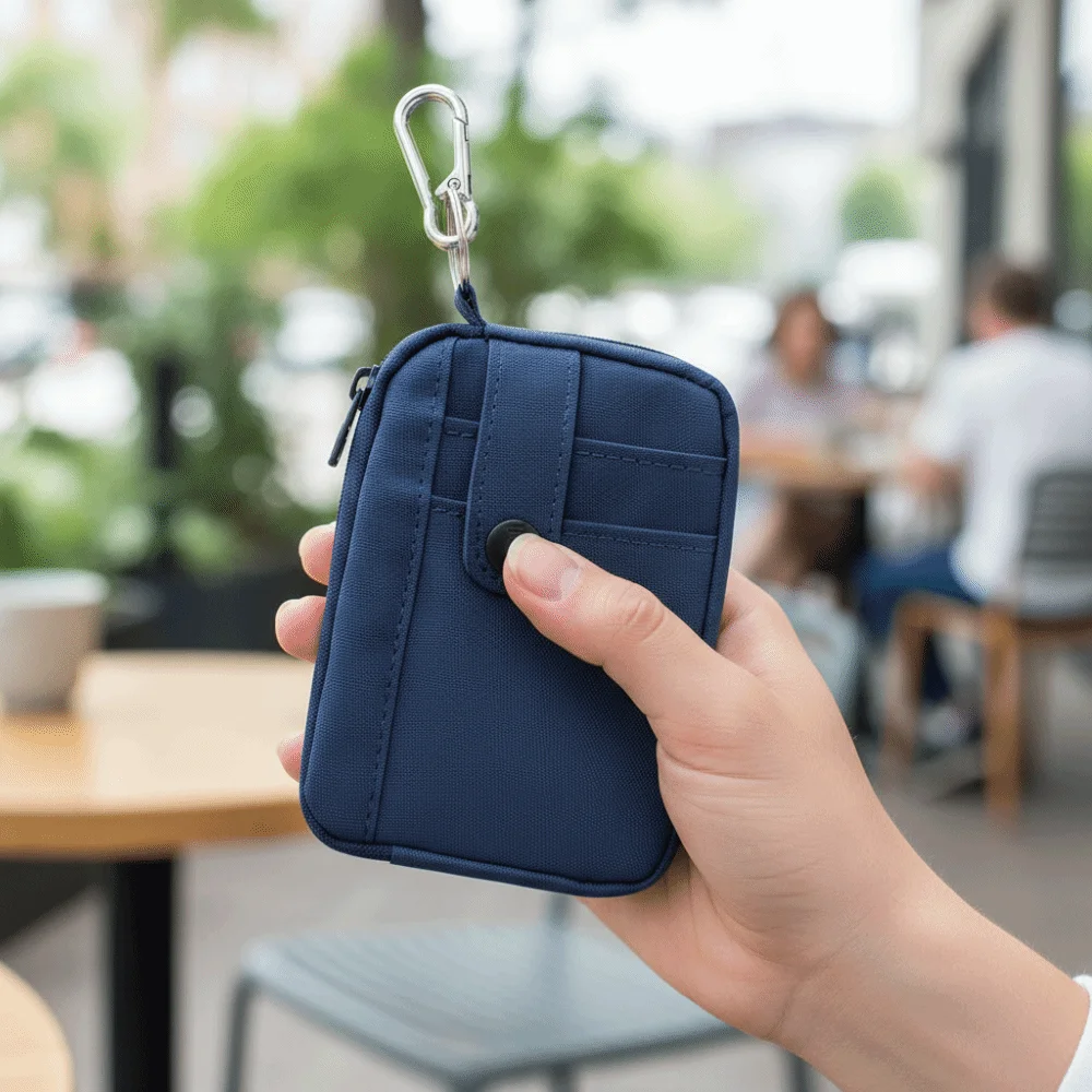 Simple Multifuctional Canvas Coin Purse Square Solid Color Earphone Bag Zipper Lightweight Mini Storage Bag Students